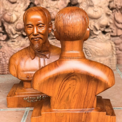 Tượng truyền thần chủ tịch hồ chí minh bằng gỗ hương đá 