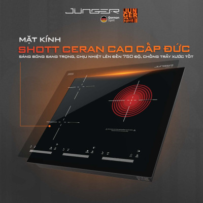 Bếp ba điện 2 từ 1 hồng ngoại Junger CEJ-300-IIF | Công suất 5400W | Bảo hành 3 năm hàng chính hãng