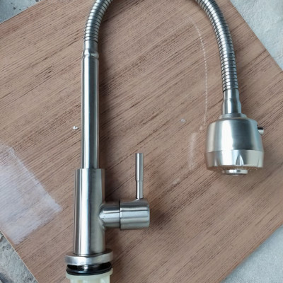 Vòi rửa chén KG15 dùng cho nước lạnh cần bẻ xoay 360độ cao cấp, phù hợp cho mọi chậu rửa, siêu tiết kiệm nước chất liệu inox304- Hàng chính hãng