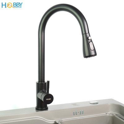 Vòi rửa chén nóng lạnh Inox 304 dây rút 3 chế độ Hobby Home Decor VDR6