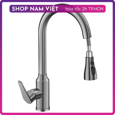 Vòi Rửa Chén Nóng Lạnh INOX 3 Chế Độ Nước Với Dây Rút