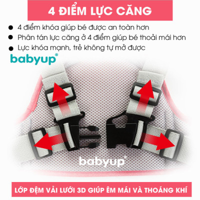 Đai đi xe máy cho bé Babyup, phản quang, thoáng khí sử dụng khóa 2 cấp bền chắc, chống bụi bẩn
