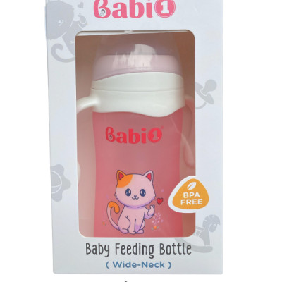 Bình Sữa Thuỷ Tinh Babi1 Cổ Rộng Tráng Bọc Silicon Chống Vỡ Và Cảm Biến Nhiệt Độ - Dung tích 240ml  Cho trẻ từ 12 tháng tuổi