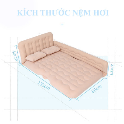 Nệm giường hơi cho xe ô tô, xe hơi 5, 7 chỗ cao cấp, tiện dụng có thành chắn an toàn cho trẻ nhỏ kèm theo bơm điện 12V