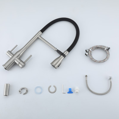 VÒI BẾP CAO CẤP 3 ĐƯỜNG NƯỚC TÍCH HỢP RO NHẬP KHẨU NGA GAPPO G4399-75 CẦN MỀM ĐẦU CHỤM LOE MÀU INOX - HÀNG CHÍNH HÃNG