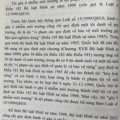 Bình luận Bộ luật hình sự năm 2015- Phần thứ hai Các tội phạm (Chương XIX- Các tội phạm về môi trường)