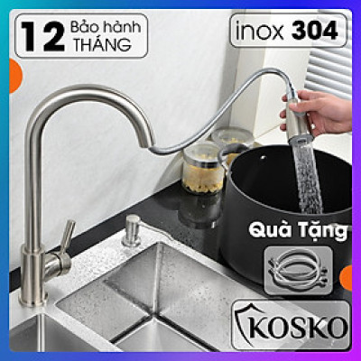Vòi nước rửa chén KOSKO inox 304, vòi rửa chén bát rút dây linh hoạt phù hợp với nhiều loại bồn rửa chén và chậu rửa bát chén khác nhau