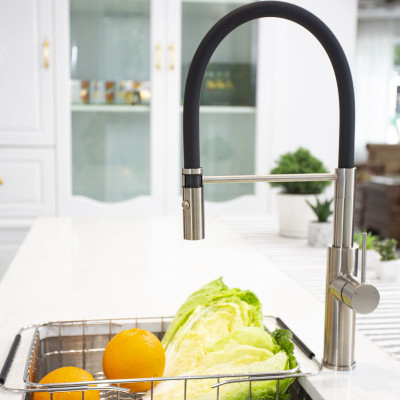 Vòi rửa bát thân mềm Konox, Model KN1618, Inox 304AISI tiêu chuẩn châu Âu, mạ PVD 5 lớp sáng bóng, Hàng chính hãng