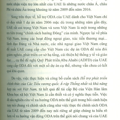 Hỗ Trợ Phát Triển Chính Thức Của Các Tiểu Vương Quốc Ả-Rập Thống Nhất Và Khả Năng Hợp Tác Với Việt Nam (Sách chuyên khảo) - Đỗ Đức Hiệp (Chủ biên)