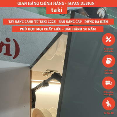 Tay Nâng Cánh Tủ TAKI Bản Nâng Cấp G225, Bản Nâng Cấp 2025 - Có Điều Chỉnh Lực - Bảo Hành 10 Năm