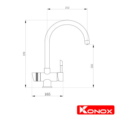 Vòi rửa bát 3 đường nước Konox, Model Trim-Water Grey, 3 phiên bản màu, Bề mặt mạ PVD mạ vân đá, Lõi đồng tiêu chuẩn CW617N, Linh kiện phụ trợ dòng chảy nhập khẩu châu Âu, Bảo hành chính hãng 5 năm, Hàng chính hãng
