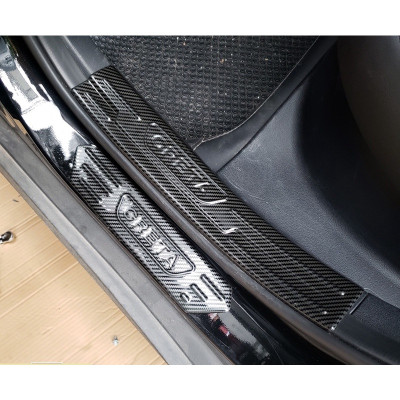 Ốp bậc cửa, nẹp bước chân trong, ngoài CARBON xe Hyundai Creta 2022- 2023, vân CACBON cao cấp