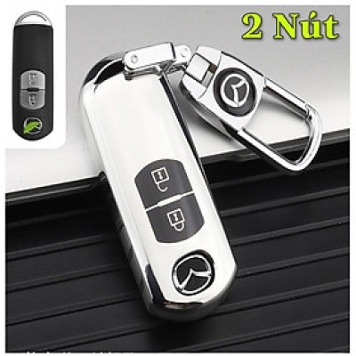 Móc khóa kèm ốp bảo vệ chìa khóa xe Mazda 6, Mazda 3, CX5 CX8, Mazda 2020_2021 nhựa mềm TPU mạ kim loại sáng bóng