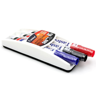 Vỉ 3 Bút Lông Bảng Faster 509 Nhiều Màu + Đồ Bôi Bảng - Faster WBE-F-SET5-MIX