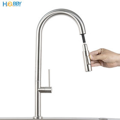 Vòi rửa chén dây rút 1 đầu lạnh inox 304 Hobby home decor VDR14 2 chế độ phun