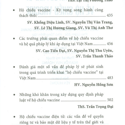 Một Số Vấn Pháp Lý Về Hộ Chiếu Vaccine (Sách chuyên khảo)