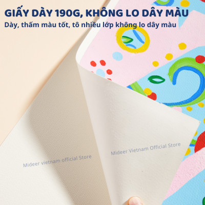 Giấy vẽ màu nước cứng cáp, giấy canson vẽ màu nước, sơn dầu, acrylic Mideer Premium Paint Paper Pad
