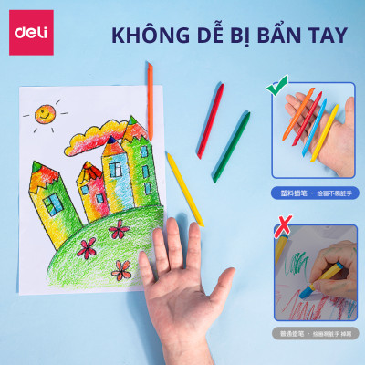 Bộ Bút Sáp Màu Hữu Cơ Cho Bé Tập Vẽ Tranh Tô Màu Deli - Không Phai Màu An Toàn Cho Trẻ Không Dính Tay - Phù Hợp Mĩ Thuật Học Sinh