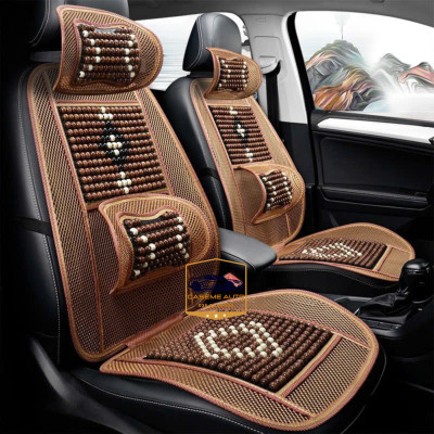 Lót Ghế Hạt Gỗ Nâng Lưng Thoáng Khí Cao Cấp Có Tựa Lưng – Hỗ Trợ Cột Sống, Giảm Đau Mỏi, Thoáng Mát - Hàng Nhập Khẩu