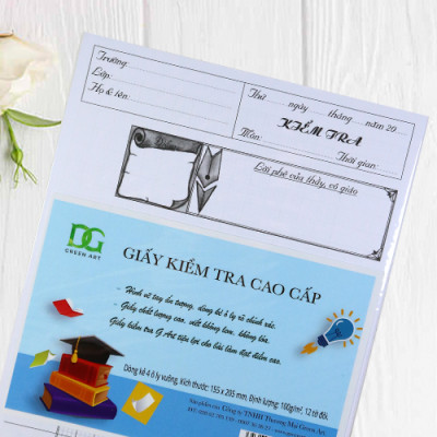 Giấy kiểm tra 4 ô ly trắng dày viết êm không lem, kẻ sẵn tiện lợi cho học sinh, 12 tờ đôi  GKTL1-04 Green Art - Hàng chính hãng