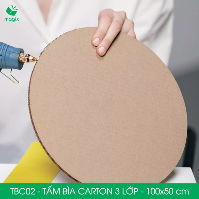 TBC02 - 100x50 cm - 5 tấm bìa carton 3 lớp nguyên tấm cứng cáp, bìa gói hàng, bìa mô hình