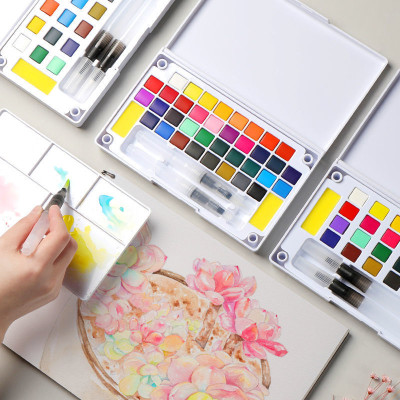 Bộ Màu Nước Solid Water Color Cao Cấp - Tặng Kèm 2 Bút Nước, 2 Mút, 1 Palette - Chuyên Dùng Cho Học Sinh, Sinh Viên, Vẽ Chuyên Nghiệp - Hàng Chính Hãng - VinBuy