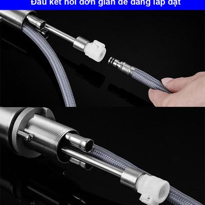 Vòi rửa bát nóng lạnh dây rút inox 304 Pimisi dùng cho chậu rửa chén bát trong nhà bếp gắn chậu với đầu vòi 2 chế độ nước tăng áp và dây rút mềm tiện lợi đa năng | Hàng chính hãng