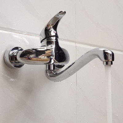 Tên sVòi rửa chén âm tường nóng lạnh Đồng mạ Chrome Eurolife EL-T015AT (Trắng bạc)