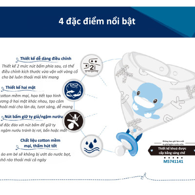 YẾM VẢI TAM GIÁC CHO BÉ CÓ NÚT BẤM GIỮ TY GIẢ/ CẮN NƯỚU KU2251 - SET 2 CÁI (MÀU HỒNG)