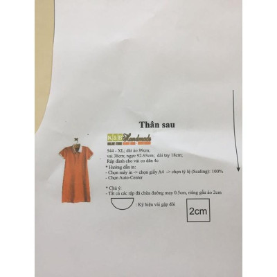 Rập đầm cánh tiên cho bé - Rập giấy A0 mã R400 (BẢN VẼ)