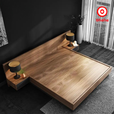 [Miễn phí vận chuyển & lắp đặt] Giường ngủ bệt thông minh kiểu Nhật cao cấp kèm 2 tap đầu giường và hộc nâng Ohaha - GB011