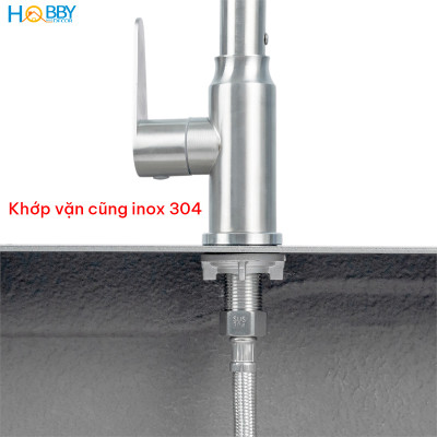 Vòi chậu rửa chén thân lạnh inox 304 kèm dây cấp Hobby home decor RL3