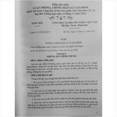 Sách Luật Phòng Chống Bạo Lực Gia Đình 2022 (Có hiệu lực từ ngày 01 tháng 07 năm 2023) - V2231T