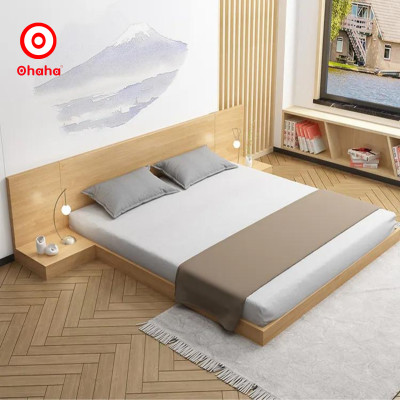 [Miễn phí vận chuyển & lắp đặt] Giường ngủ bệt thông minh kiểu Nhật cao cấp có vách ốp đầu giường Ohaha - GB005