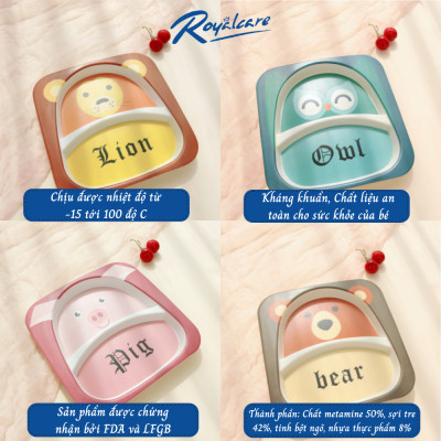 Khay ăn dặm chia 2 ngăn từ tre Bamboo kháng khuẩn cho bé Royal care D7006 - đồ dùng an toàn cho trẻ