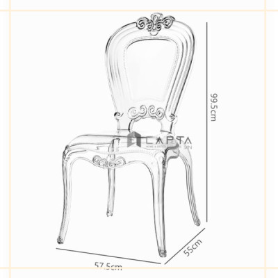 Ghế cafe nhựa PC trong suốt cao cấp cho sân vườn, ngoài trời Ghế trang điểm Ghost 2A-PC