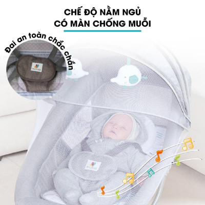 Nôi ru ngủ thư giãn kết hợp ghế ngồi đọc sách cho bé nhạc trắng Mastela 8104/8106 - điều khiển từ xa - kết hợp Bluetooth