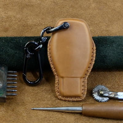 Bao Da Chìa Khóa Handmade Ô Tô Mercedes GLC 200 250 260 300 3 nút bấm da bò - hàng chính hãng