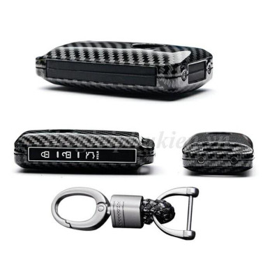Ốp bọc chìa khóa xe Mazda 3 2020 chất liệu hợp kim vân Carbon kèm móc đeo INOX - tặng móc khóa thất lạc