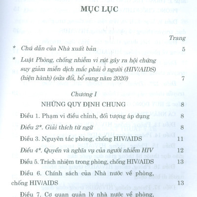 Sách Luật Phòng Chống Vi Rút Gây Ra Hội Chứng Suy Giảm Miễn Dịch Mắc Phải Ở Người (HIV/AIDS) (Hiện hành) (Sửa Đổi Bổ Sung Năm 2020)