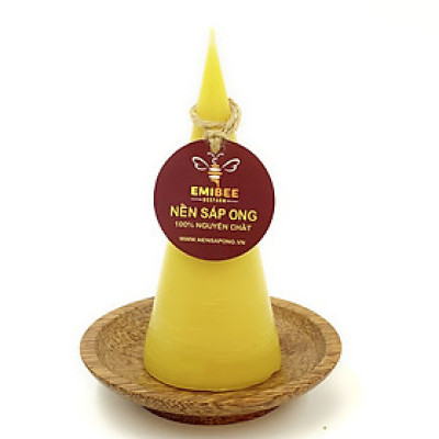 Nến Sáp Ong 29 Giờ Kèm Dĩa Gỗ Dừa 10cm : Khử Mùi Hôi Phòng Kín, Thơm Nhẹ Mùi Mật Ong, Giúp Ngủ Sâu, Không Độc Tố - HÀNG CHÍNH HÃNG