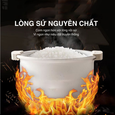 Nồi Cơm Điện Lòng Sứ 1.8Lít Mishio MK402 Không Bong Tróc Men Chống Dính Tự Nhiên - hàng chính hãng