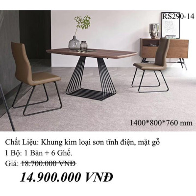 Bộ bàn ghế phòng ăn hiện đại nhập khẩu Juno Sofa PH-BBA RS290-14 cao cấp