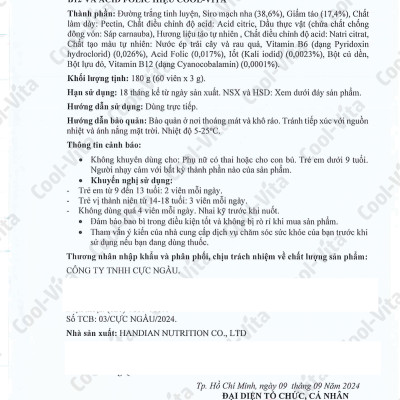 Combo 3 Hộp Kẹo Dẻo Giấm Táo Vitamin B12 Hỗ Trợ Tiêu Hóa, Tăng Cường Miễn Dịch Coolvita (60 viên x 3g)/hộp