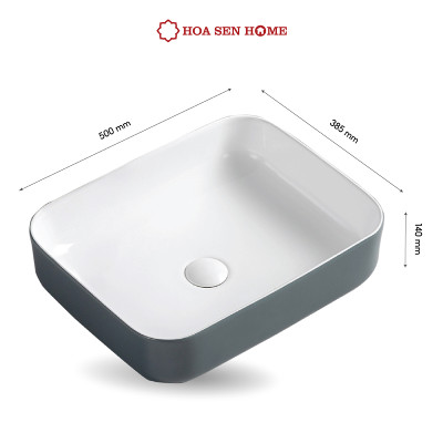 Lavabo đặt bàn TUSLO Pro PALL013, sứ vuông dương bàn, chất liệu sứ Ceramic cao cấp, công nghệ men Nano kháng khuẩn đến 89% - Hàng chính hãng