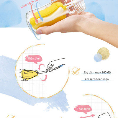 BỘ 2 CỌ RỬA BÌNH SỮA BẰNG XỐP KUKU - KU5343A