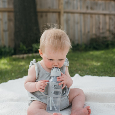 Bình sữa chuyển tiếp, có ống hút silicone và hai tay cầm, cổ thường, nhựa PP, 250ml