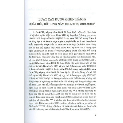Luật Xây Dựng (Hiện Hành) (Sửa Đổi, Bổ Sung Năm 2016, 2018, 2019, 2020)