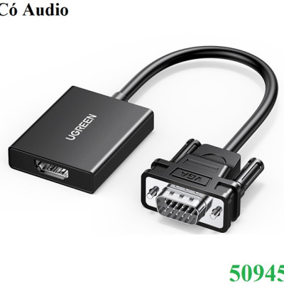 Cáp Chuyển đổi VGA sang HDMI + Audio 3.5mm UGREEN 50945 - Hàng chính hãng