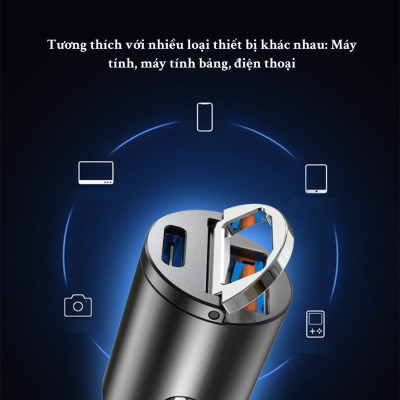 Tẩu Sạc Nhanh USB Type C Công Suất 30W | Tẩu Sạc Nhanh USB Type C Công Nghệ Sạc Nhanh QC 3.0 Thông Minh, Chất Liệu Hợp Kim, Thiết Kế Nhỏ Gọn